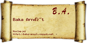 Baka Arnót névjegykártya